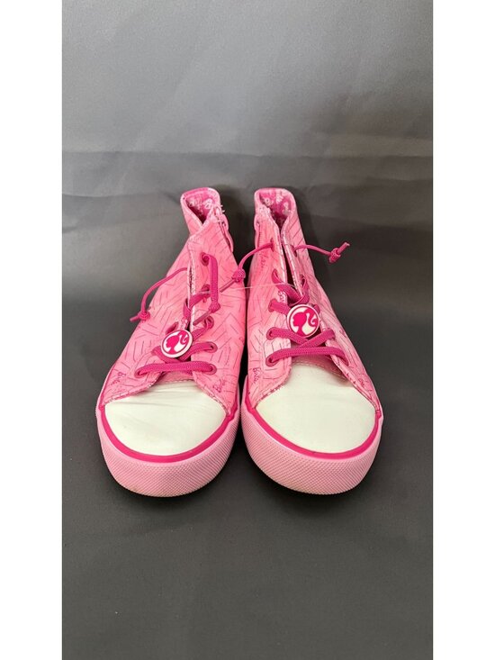 Mattel Other - Barbie Pink High-Top Sneakers With Logo Print & White Toe Cap Size 1 Non-Leather